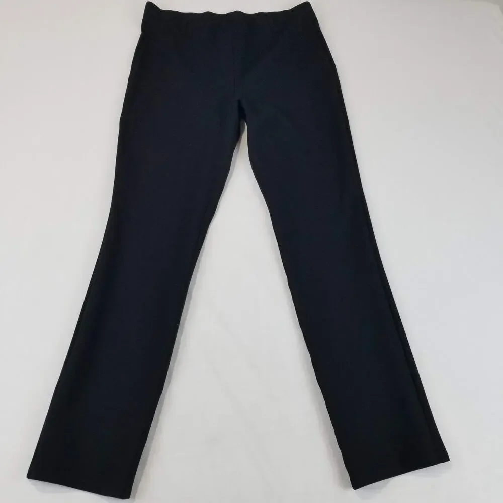 2 PC Quince Pants Womens Large Tall Black Navy Ultra-Stretch Ponte Straight Leg